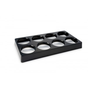Plexi holder 8 dishes round/hex.1,5l HIPS BLACK-800x430x80mm